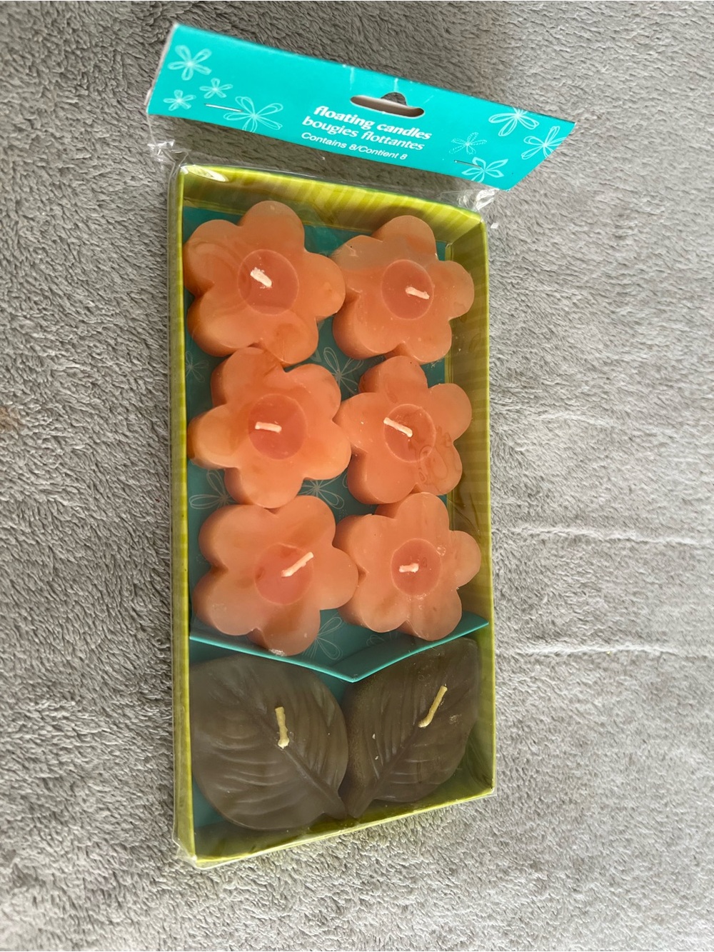 Floating Flower and Leaf Candles - Orange - Unbranded